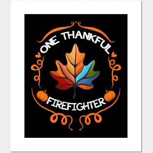 One thankful firefighting autumn leaves Posters and Art